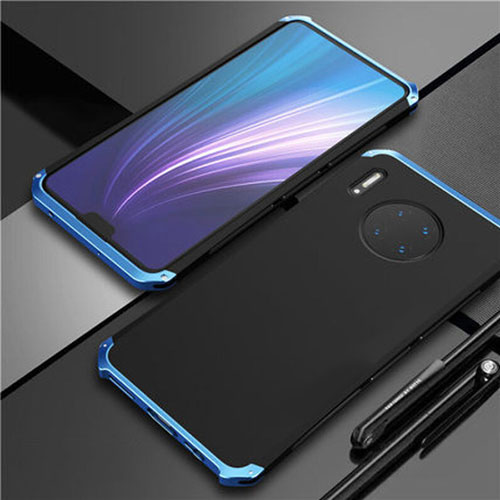 Luxury Aluminum Metal Cover Case T02 for Huawei Mate 30 Pro 5G Blue and Black
