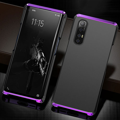 Luxury Aluminum Metal Cover Case T02 for Oppo Find X2 Neo Purple