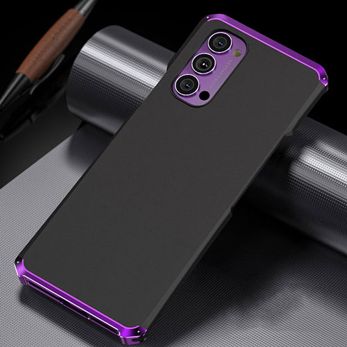 Luxury Aluminum Metal Cover Case T02 for Oppo Reno4 5G Purple and Blue