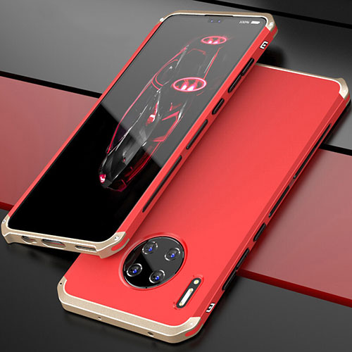 Luxury Aluminum Metal Cover Case T03 for Huawei Mate 30 Gold and Red