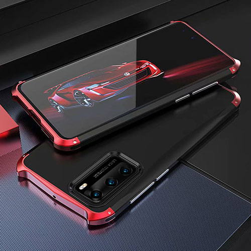 Luxury Aluminum Metal Cover Case T03 for Huawei P40 Red