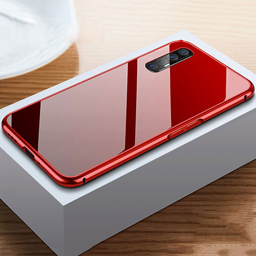 Luxury Aluminum Metal Cover Case T03 for Oppo Find X2 Neo Red and Black