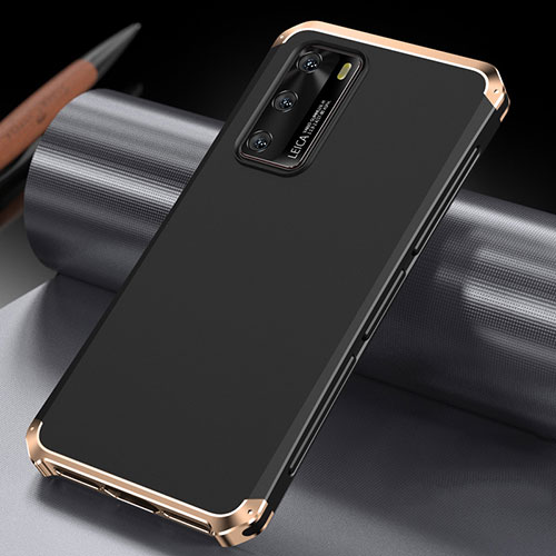 Luxury Aluminum Metal Cover Case T04 for Huawei P40 Gold and Black