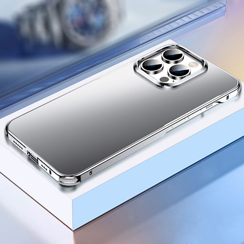 Luxury Aluminum Metal Cover Case TB1 for Apple iPhone 14 Pro Max Silver