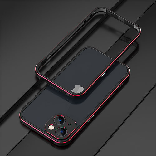 Luxury Aluminum Metal Frame Cover Case A01 for Apple iPhone 13 Mini Red and Black