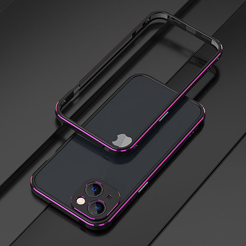 Luxury Aluminum Metal Frame Cover Case A01 for Apple iPhone 14 Purple