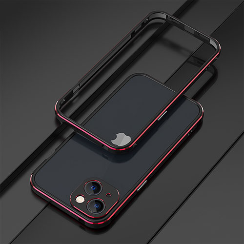 Luxury Aluminum Metal Frame Cover Case A01 for Apple iPhone 14 Red and Black