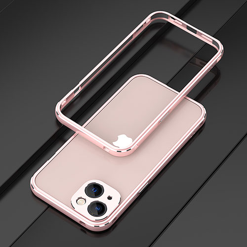Luxury Aluminum Metal Frame Cover Case A01 for Apple iPhone 14 Rose Gold