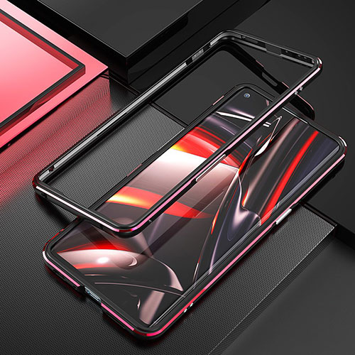 Luxury Aluminum Metal Frame Cover Case A01 for Oppo Find X2 Neo Red and Black