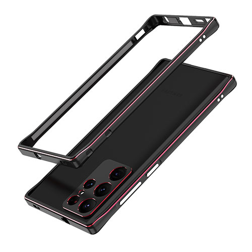 Luxury Aluminum Metal Frame Cover Case A01 for Samsung Galaxy S21 Ultra 5G Red and Black