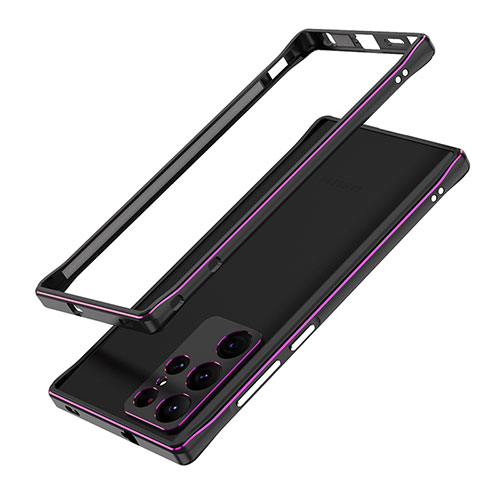 Luxury Aluminum Metal Frame Cover Case A01 for Samsung Galaxy S22 Ultra 5G Purple
