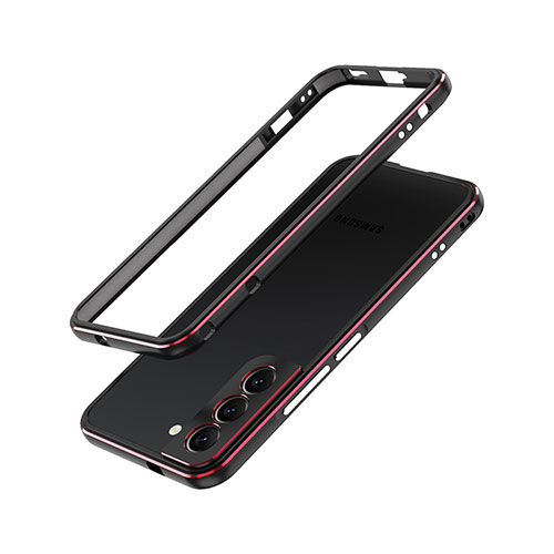 Luxury Aluminum Metal Frame Cover Case A01 for Samsung Galaxy S23 Plus 5G Red and Black