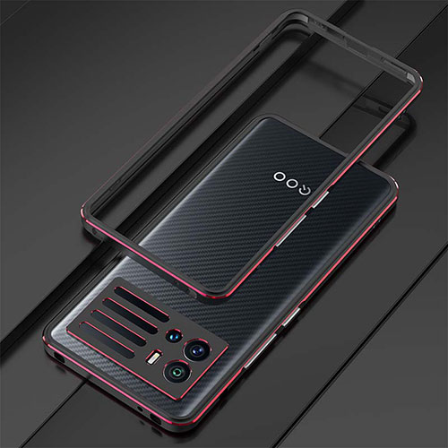 Luxury Aluminum Metal Frame Cover Case A01 for Vivo iQOO 9 Pro 5G Red and Black