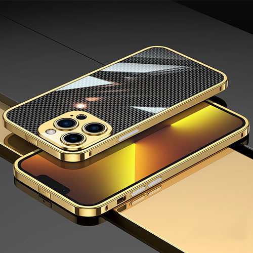 Luxury Aluminum Metal Frame Cover Case A02 for Apple iPhone 13 Pro Gold