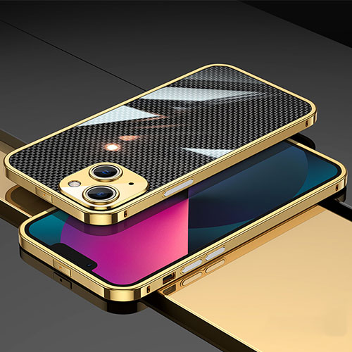 Luxury Aluminum Metal Frame Cover Case A02 for Apple iPhone 14 Gold