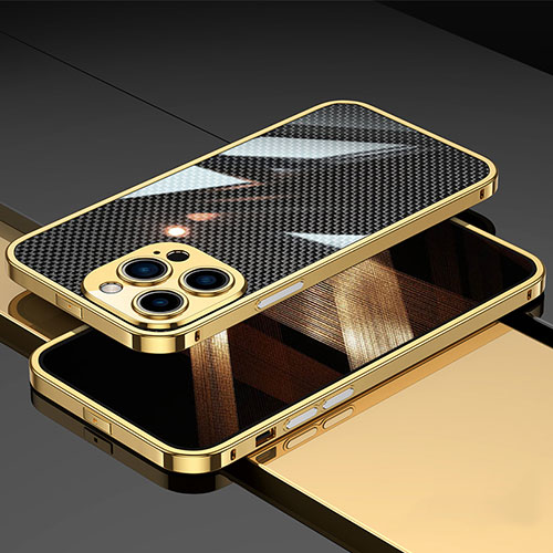 Luxury Aluminum Metal Frame Cover Case A02 for Apple iPhone 14 Pro Gold