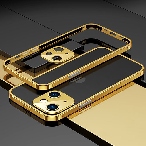 Luxury Aluminum Metal Frame Cover Case A03 for Apple iPhone 14 Gold