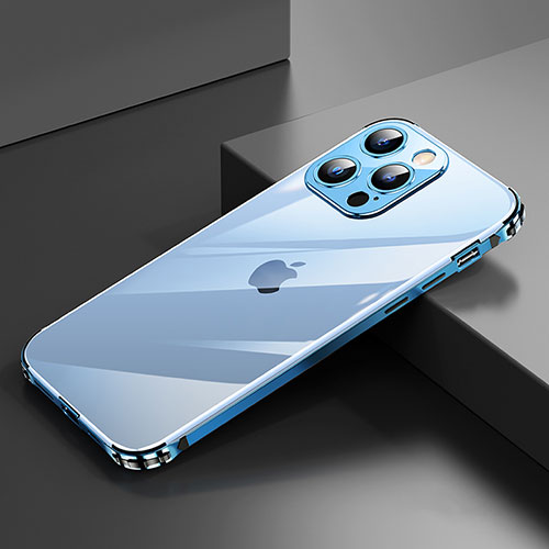 Luxury Aluminum Metal Frame Cover Case A06 for Apple iPhone 13 Pro Blue