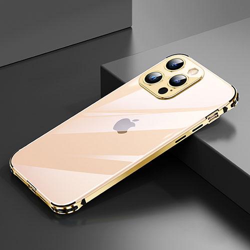 Luxury Aluminum Metal Frame Cover Case A06 for Apple iPhone 14 Pro Max Gold