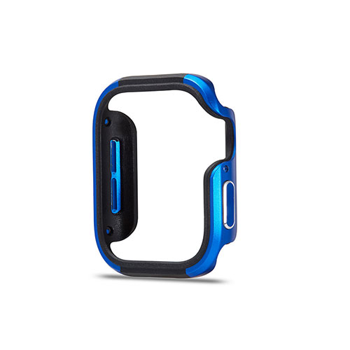 Luxury Aluminum Metal Frame Cover Case for Apple iWatch 5 44mm Blue and Black