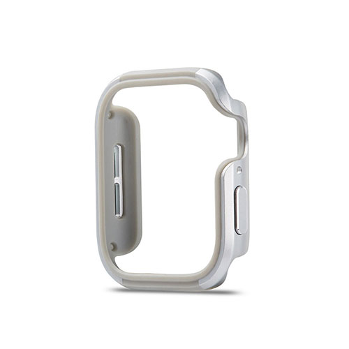 Luxury Aluminum Metal Frame Cover Case for Apple iWatch 5 44mm Silver