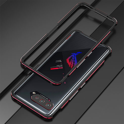 Luxury Aluminum Metal Frame Cover Case for Asus ROG Phone 5 Pro Red and Black