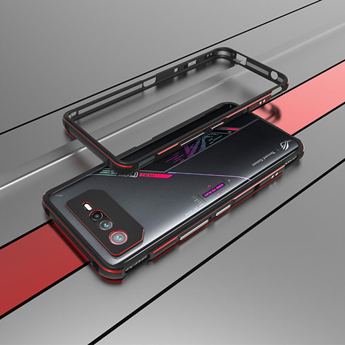 Luxury Aluminum Metal Frame Cover Case for Asus ROG Phone 6 Pro Red and Black