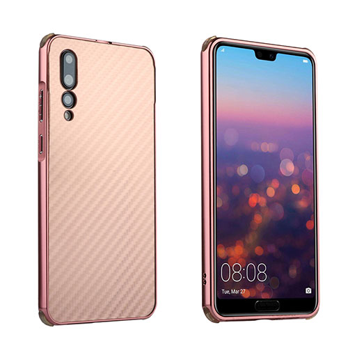 Luxury Aluminum Metal Frame Cover Case for Huawei P20 Pro Rose Gold