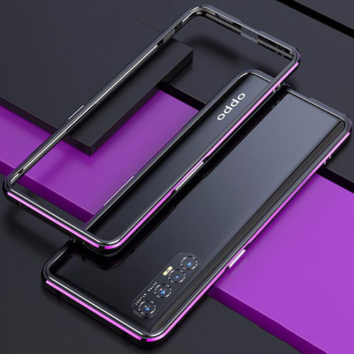 Luxury Aluminum Metal Frame Cover Case for Oppo Reno3 Pro Purple