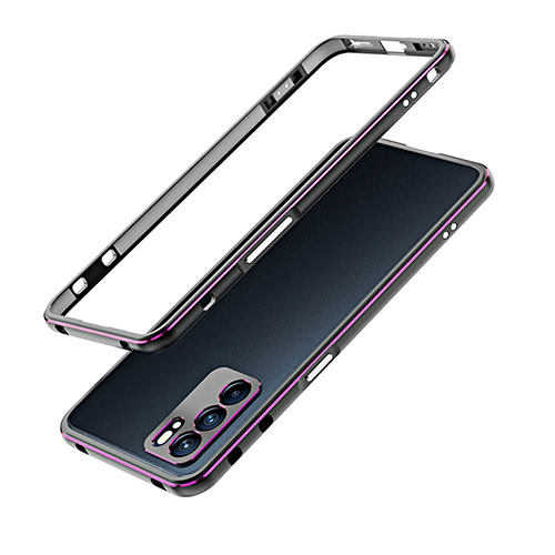 Luxury Aluminum Metal Frame Cover Case for Oppo Reno6 5G Purple