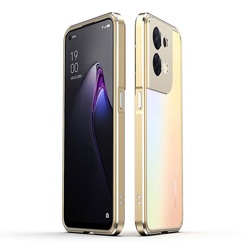 Luxury Aluminum Metal Frame Cover Case for Oppo Reno9 Pro 5G Gold