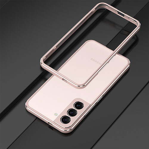 Luxury Aluminum Metal Frame Cover Case for Samsung Galaxy S22 5G Rose Gold