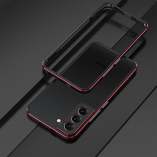 Luxury Aluminum Metal Frame Cover Case for Samsung Galaxy S22 Plus 5G Red and Black