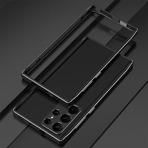 Luxury Aluminum Metal Frame Cover Case for Samsung Galaxy S22 Ultra 5G Black