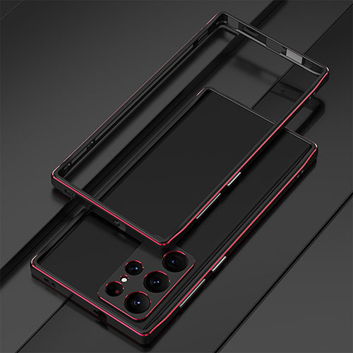 Luxury Aluminum Metal Frame Cover Case for Samsung Galaxy S23 Ultra 5G Red and Black