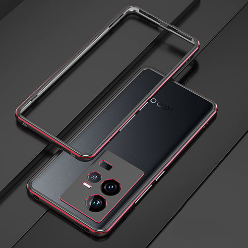 Luxury Aluminum Metal Frame Cover Case for Vivo iQOO 11 Pro 5G Red and Black