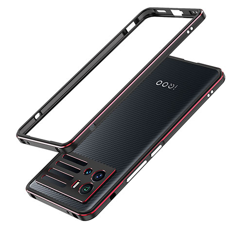 Luxury Aluminum Metal Frame Cover Case for Vivo iQOO 9 Pro 5G Red and Black