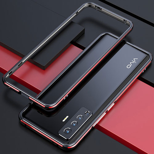 Luxury Aluminum Metal Frame Cover Case for Vivo X50 5G Red and Black