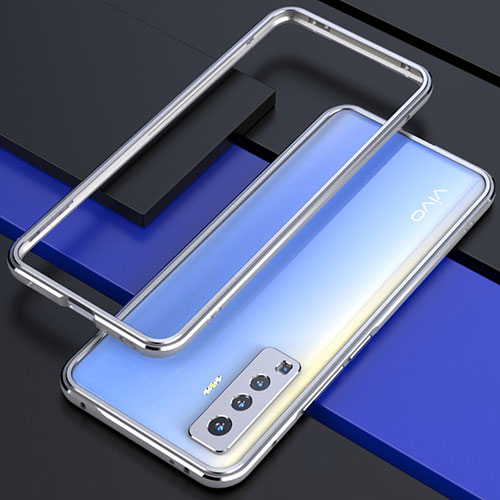Luxury Aluminum Metal Frame Cover Case for Vivo X50 5G Silver