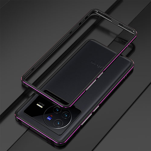 Luxury Aluminum Metal Frame Cover Case for Vivo X80 Pro 5G Purple