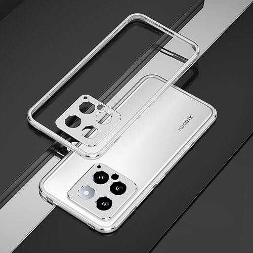 Luxury Aluminum Metal Frame Cover Case for Xiaomi Mi 14 Pro 5G Silver