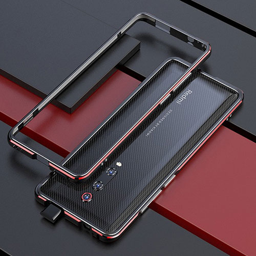 Luxury Aluminum Metal Frame Cover Case for Xiaomi Redmi K20 Red and Black