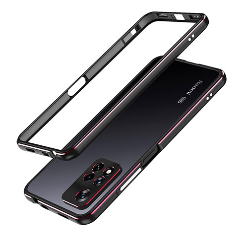 Luxury Aluminum Metal Frame Cover Case for Xiaomi Redmi Note 11 Pro+ Plus 5G Red and Black