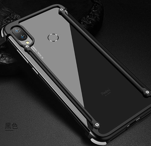 Luxury Aluminum Metal Frame Cover Case for Xiaomi Redmi Note 7 Pro Black