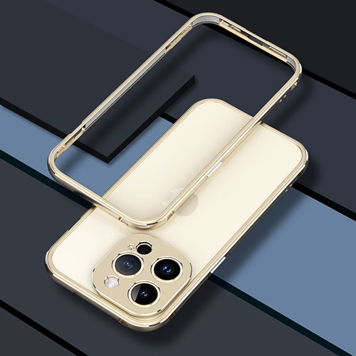 Luxury Aluminum Metal Frame Cover Case JZ1 for Apple iPhone 13 Pro Max Gold