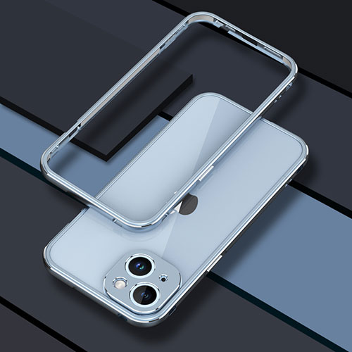 Luxury Aluminum Metal Frame Cover Case JZ1 for Apple iPhone 14 Plus Sky Blue