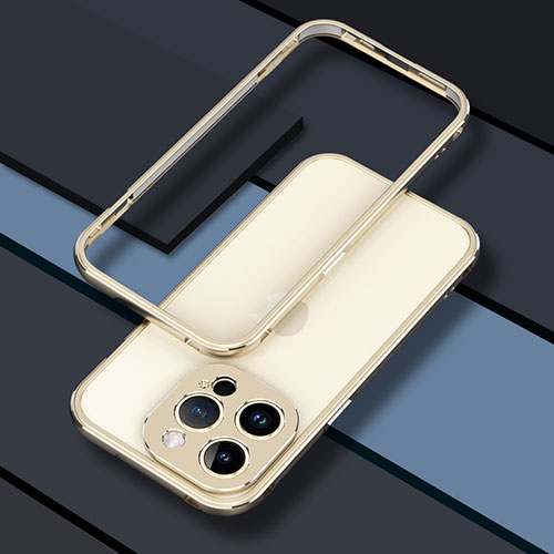 Luxury Aluminum Metal Frame Cover Case JZ1 for Apple iPhone 14 Pro Gold