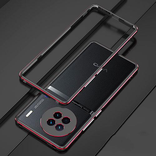 Luxury Aluminum Metal Frame Cover Case JZ1 for Vivo X90 5G Red and Black