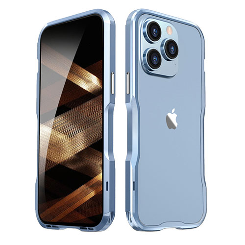 Luxury Aluminum Metal Frame Cover Case LF2 for Apple iPhone 14 Pro Max Blue