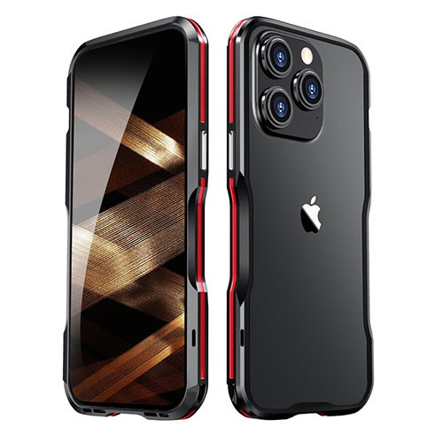 Luxury Aluminum Metal Frame Cover Case LF2 for Apple iPhone 14 Pro Red and Black